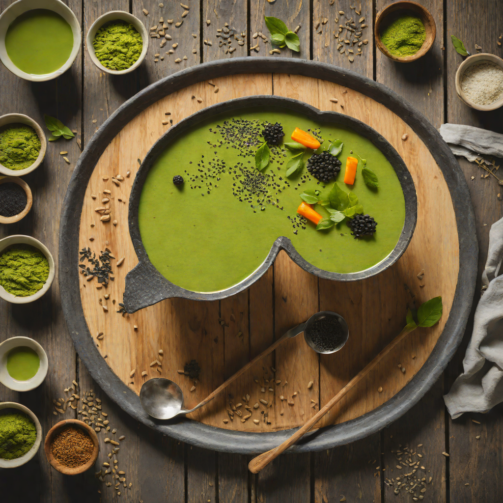 Chilled Matcha and Black Sesame Pudding