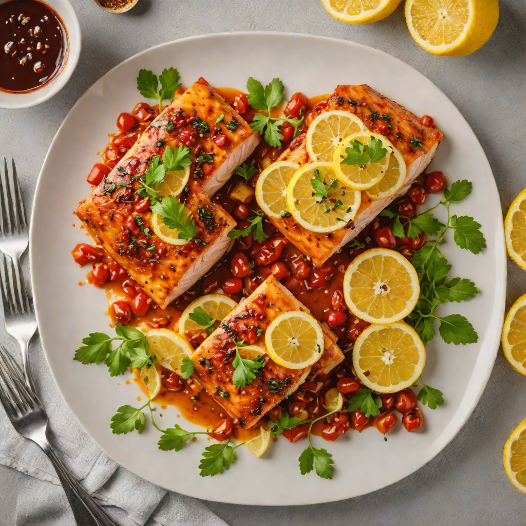 Baked Harissa Salmon with Lemon and Garlic