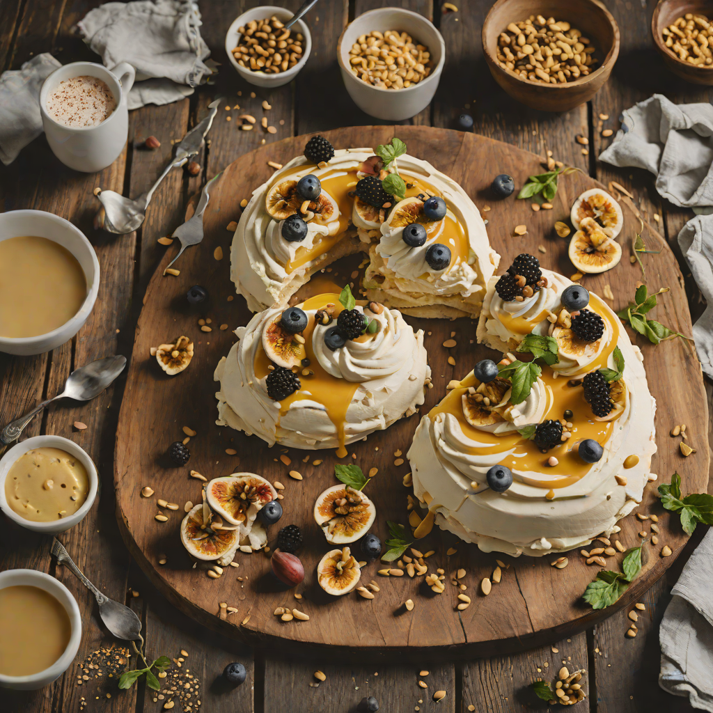 Espresso-Infused Pavlova with Macadamia and Passionfruit