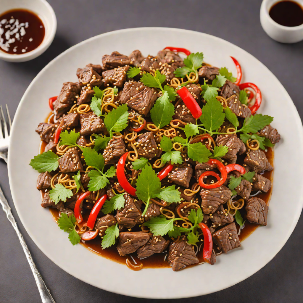 Stir-Fried Mint Beef with Garlic and Chilies