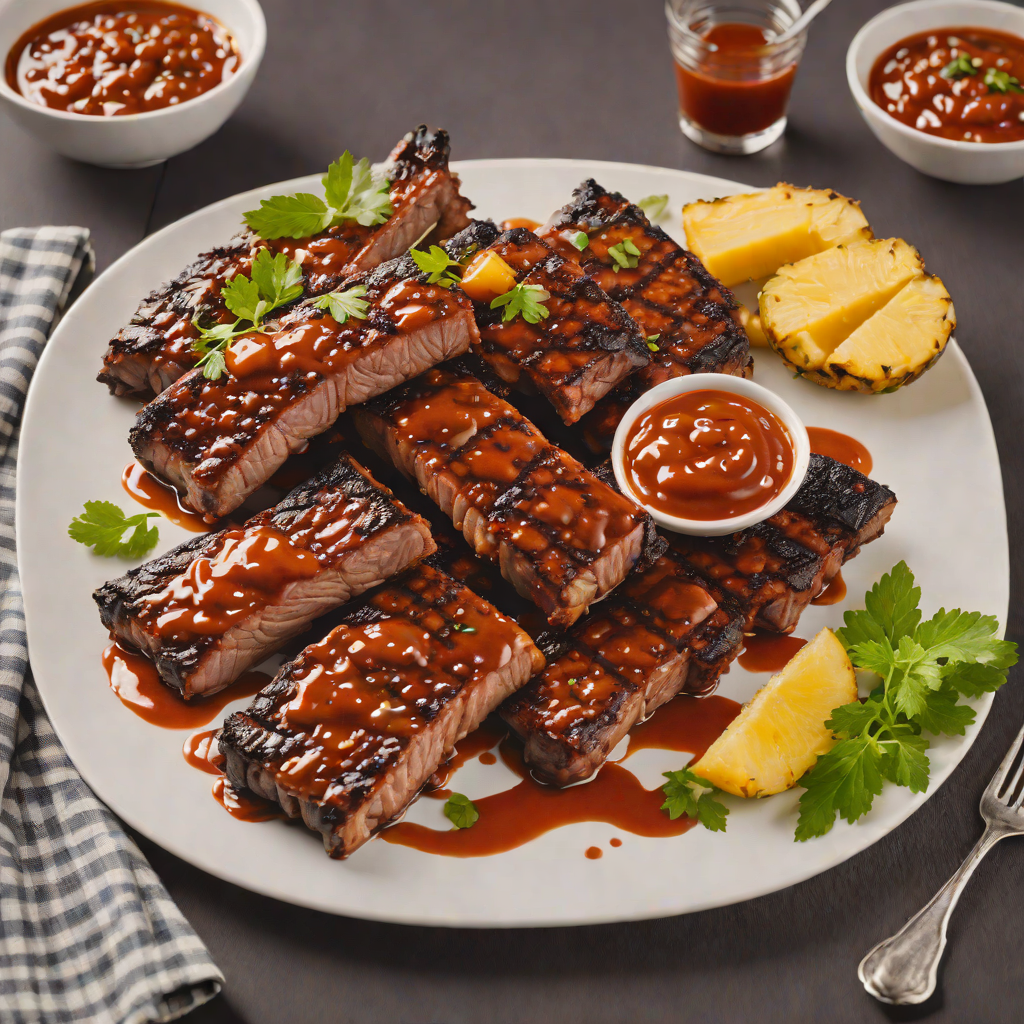 Charcoal-Grilled Ribs with Tangy Pineapple BBQ Sauce