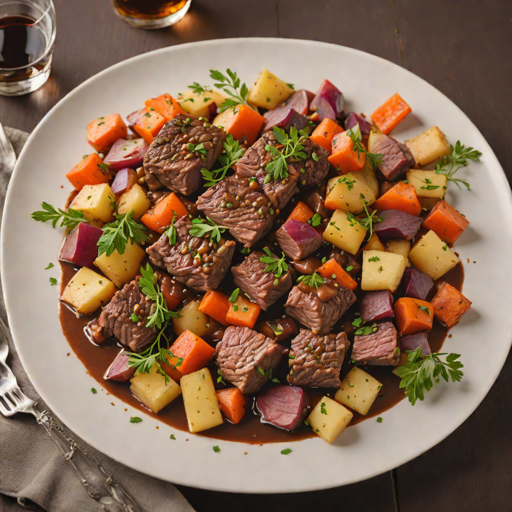 Whiskey Barrel-Aged Beef Bourguignon with Root Vegetables