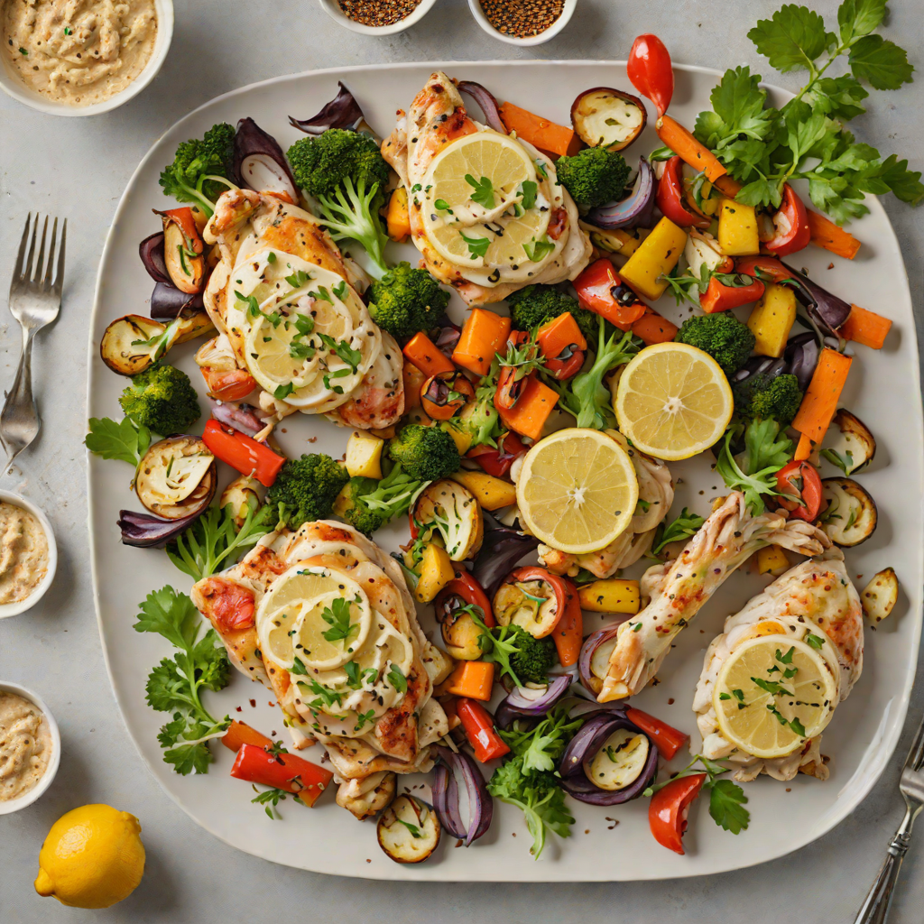 Sheet Pan Lemon-Tahini Chicken with Roasted Vegetables