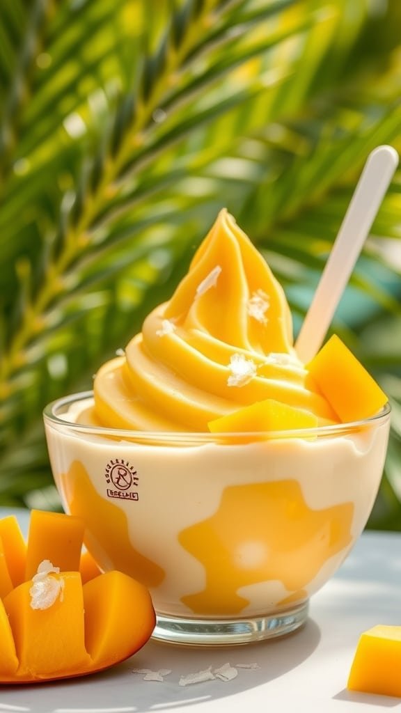 No-Churn Mango Coconut Frozen Dessert