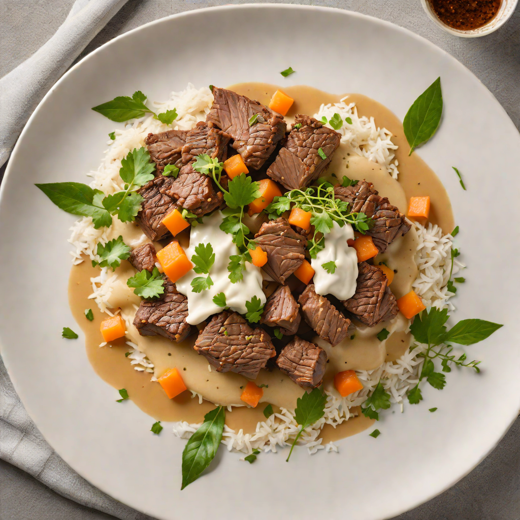 Slow-Cooked Beef with Cassava and Coconut Sauce