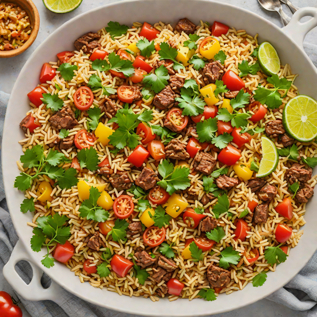 One-Pot Mexican Beef and Rice Skillet with Tomatoes and Cilantro