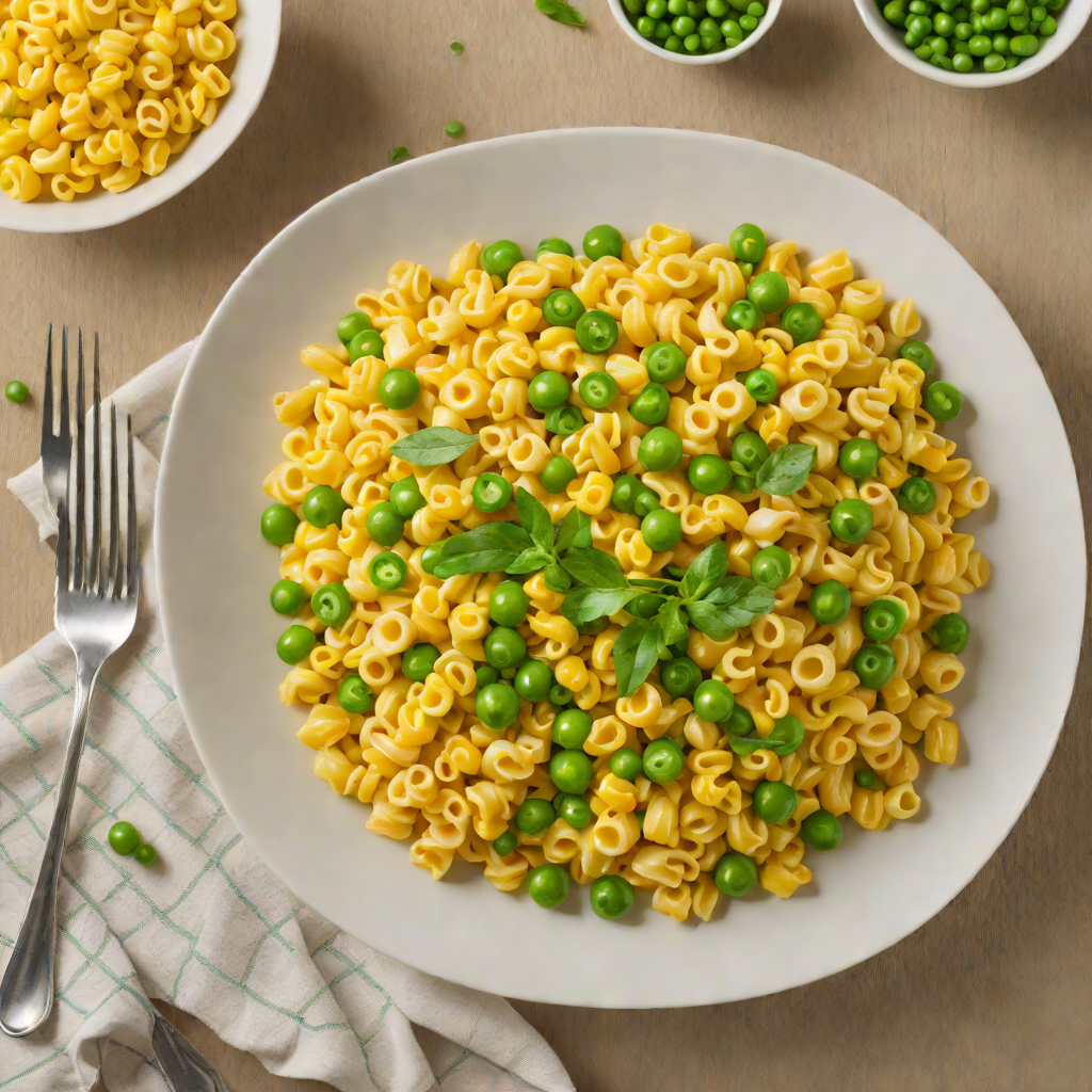 One-Pot Creamy Macaroni with Sweet Corn and Peas