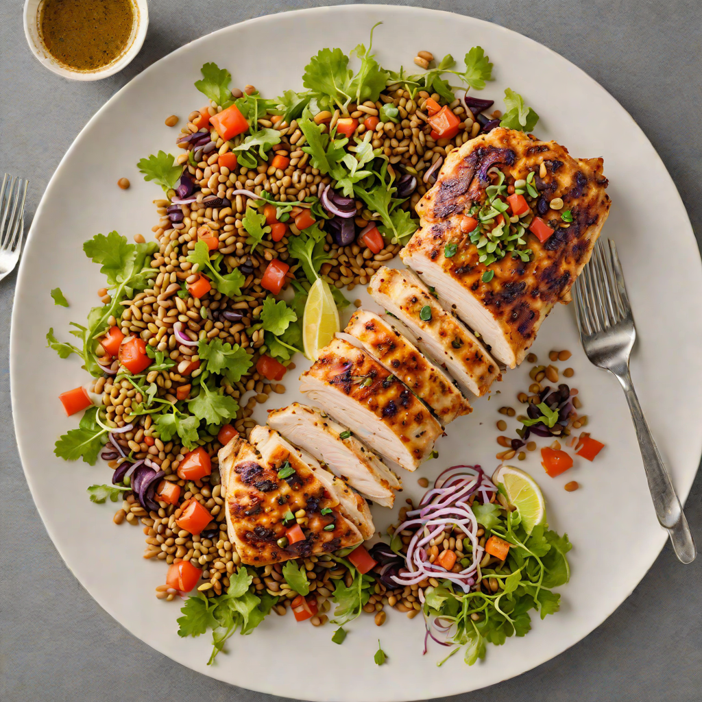 Half-and-Half Grilled Chicken with Spiced Lentil Salad