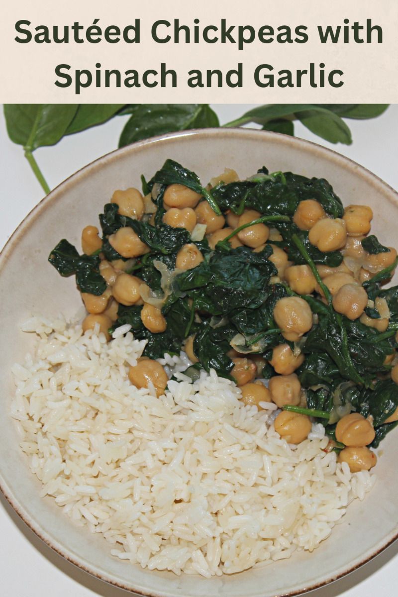 Sautéed Spinach and Chickpea Rice Bowl with Lemon-Garlic Dressing