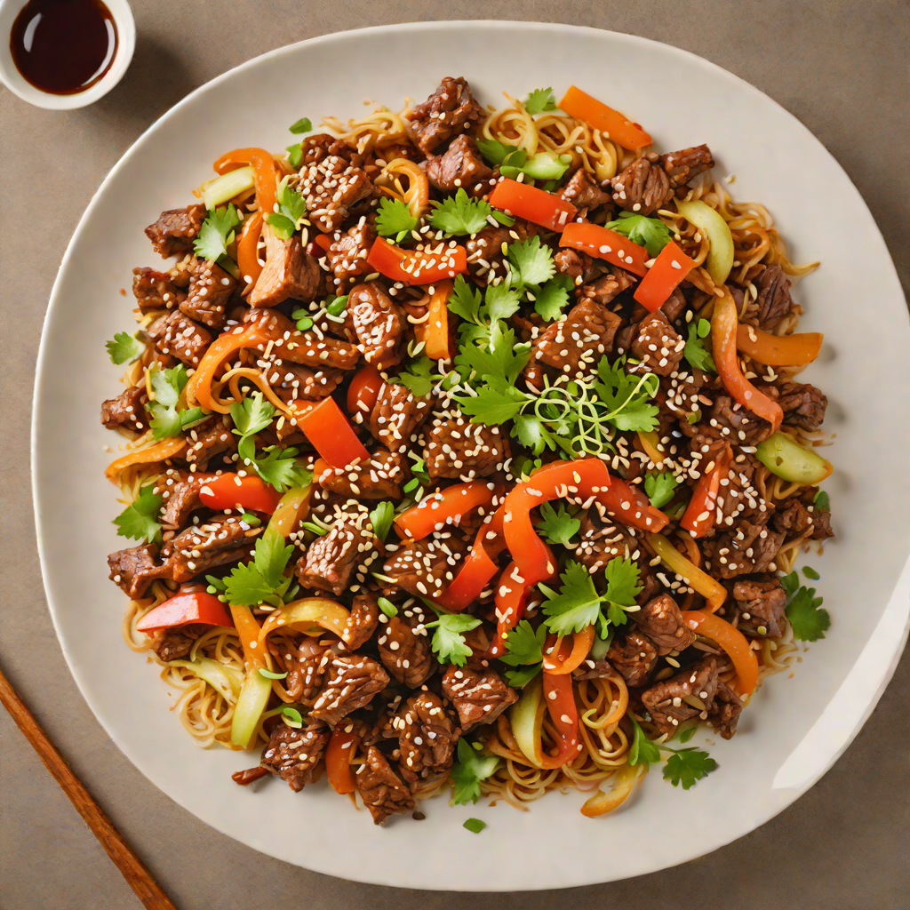 Stir-Fried Beef and Kimchi with Garlic and Sesame