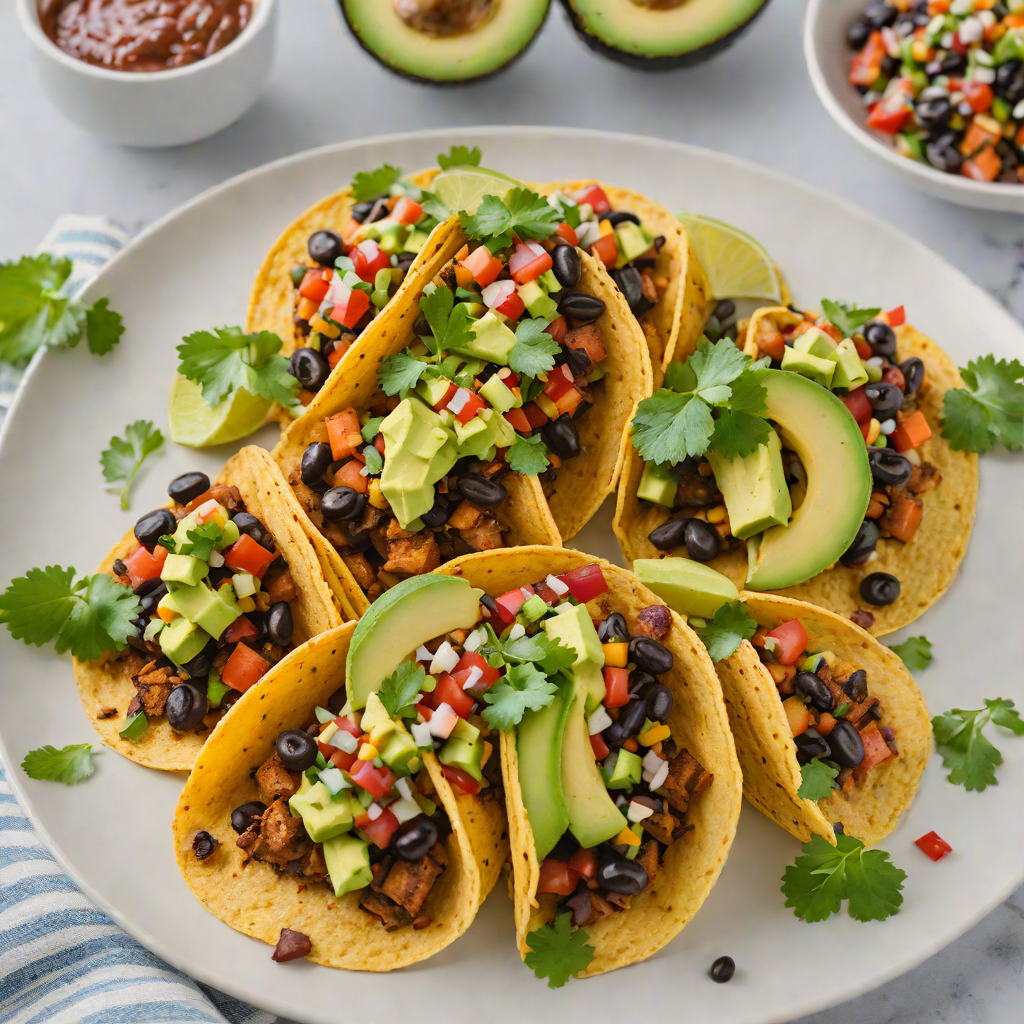 Taco-Stuffed Sweet Potatoes with Avocado Crema and Black Bean Salsa