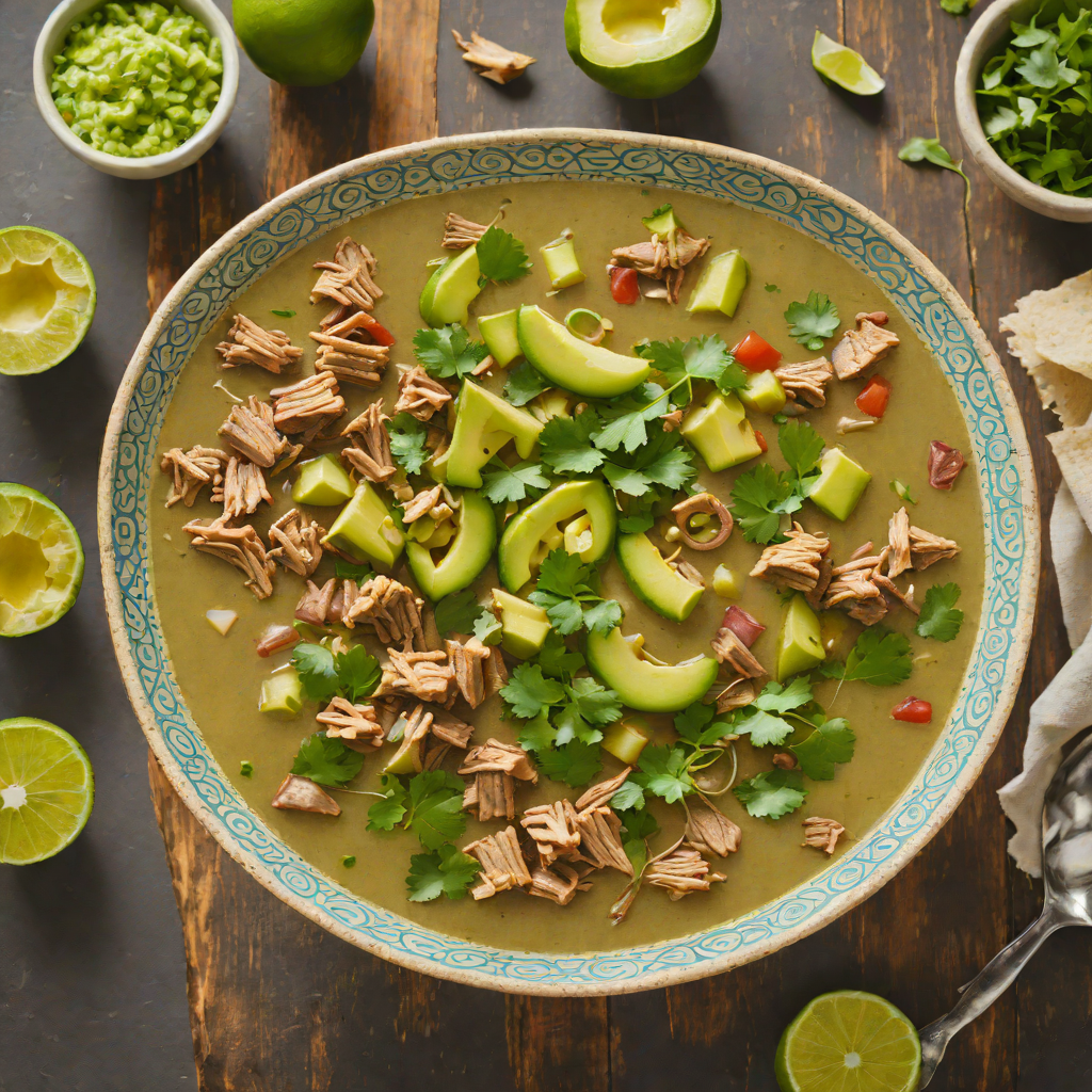 Simmered Pork Pozole Verde with Fresh Tomatillos