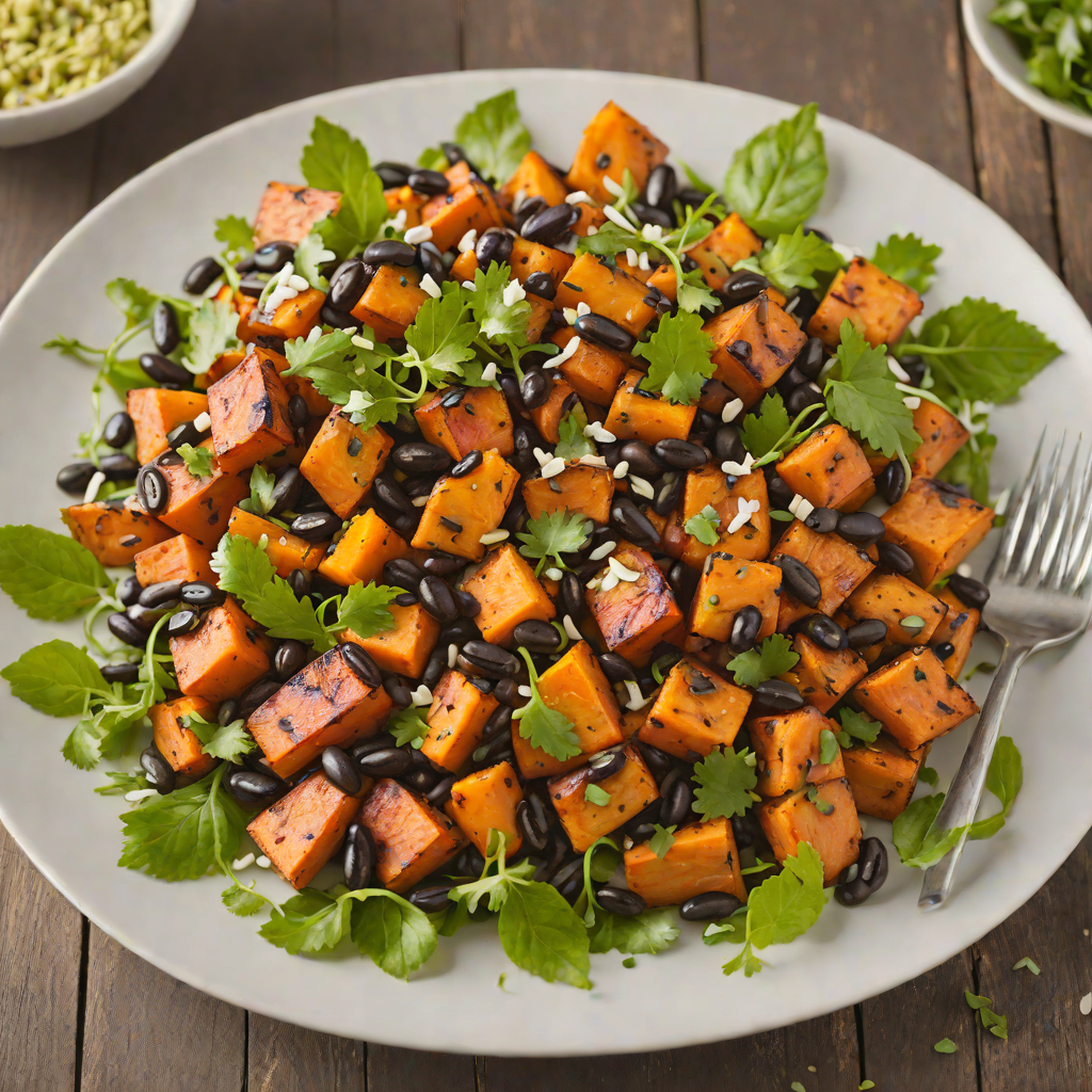 Roasted Amarillo Sweet Potato and Black Bean Salad