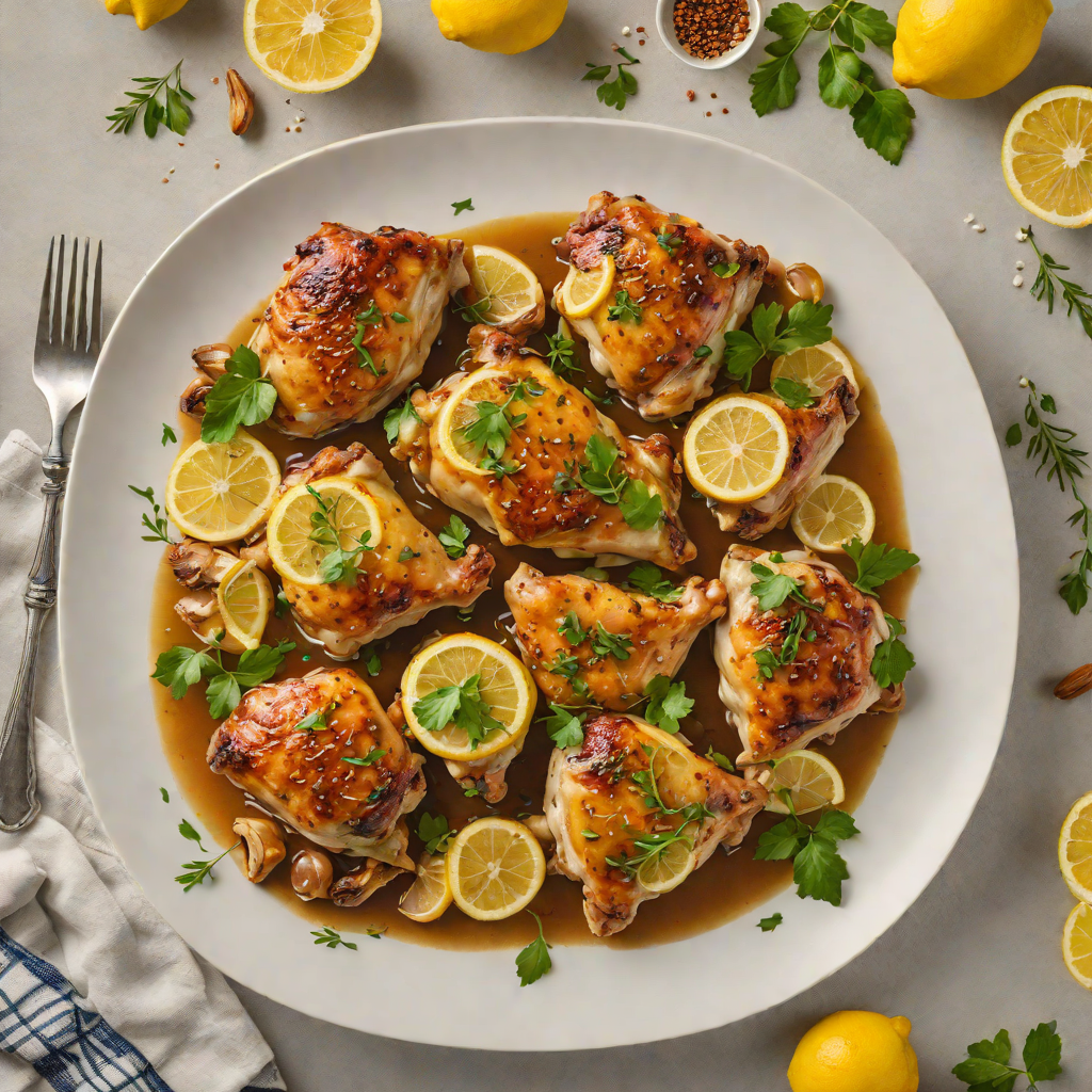Lemon-Vinegar Braised Chicken Thighs with Garlic