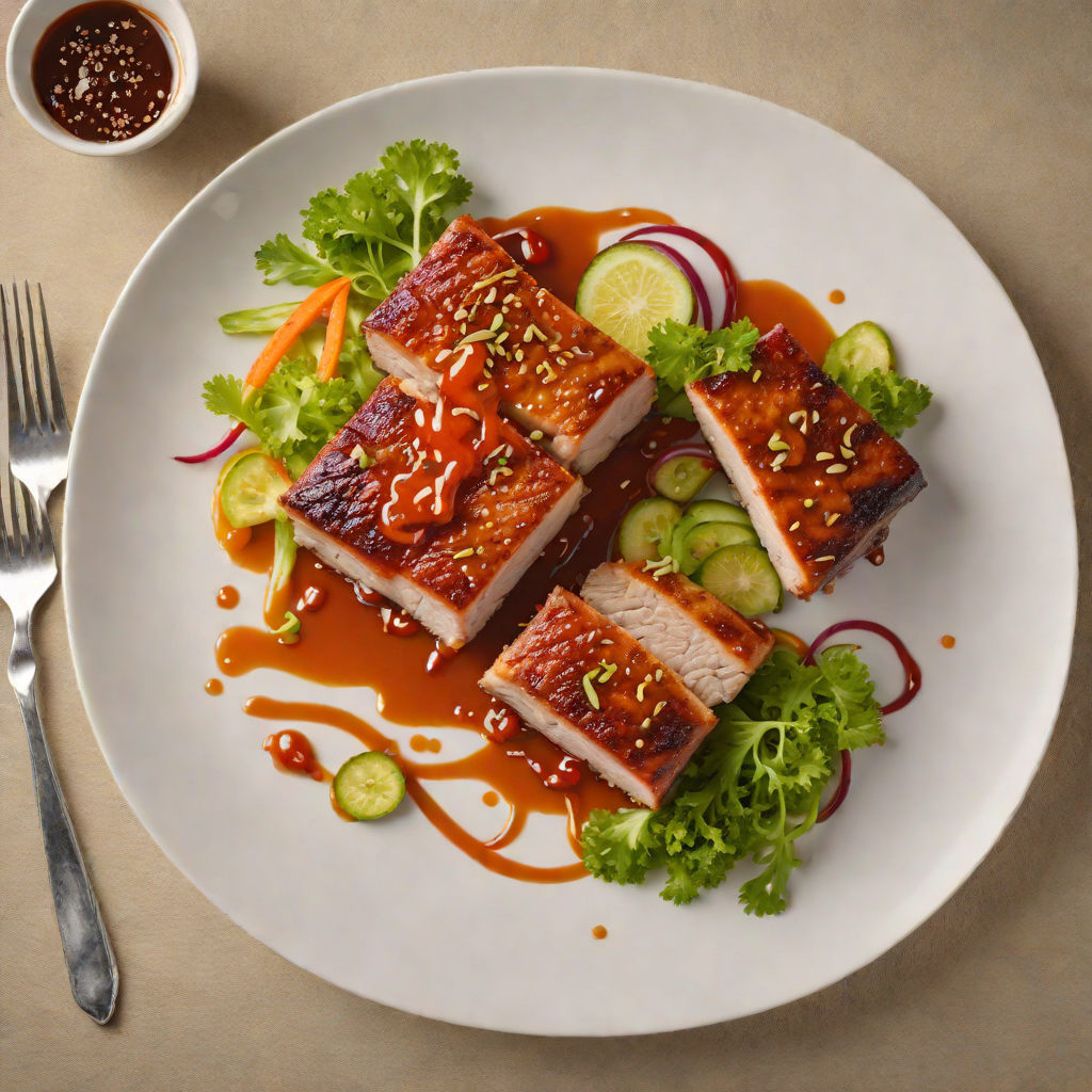 Pan-Seared Pork Belly with Sweet Chili Glaze and Pickled Vegetables