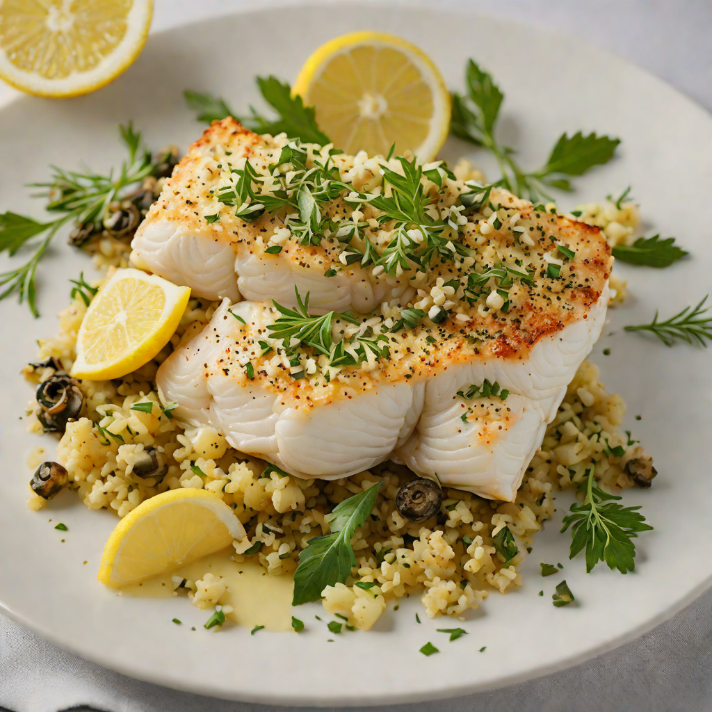 Baked Cod with Lemon-Caper Butter and Herb Crust