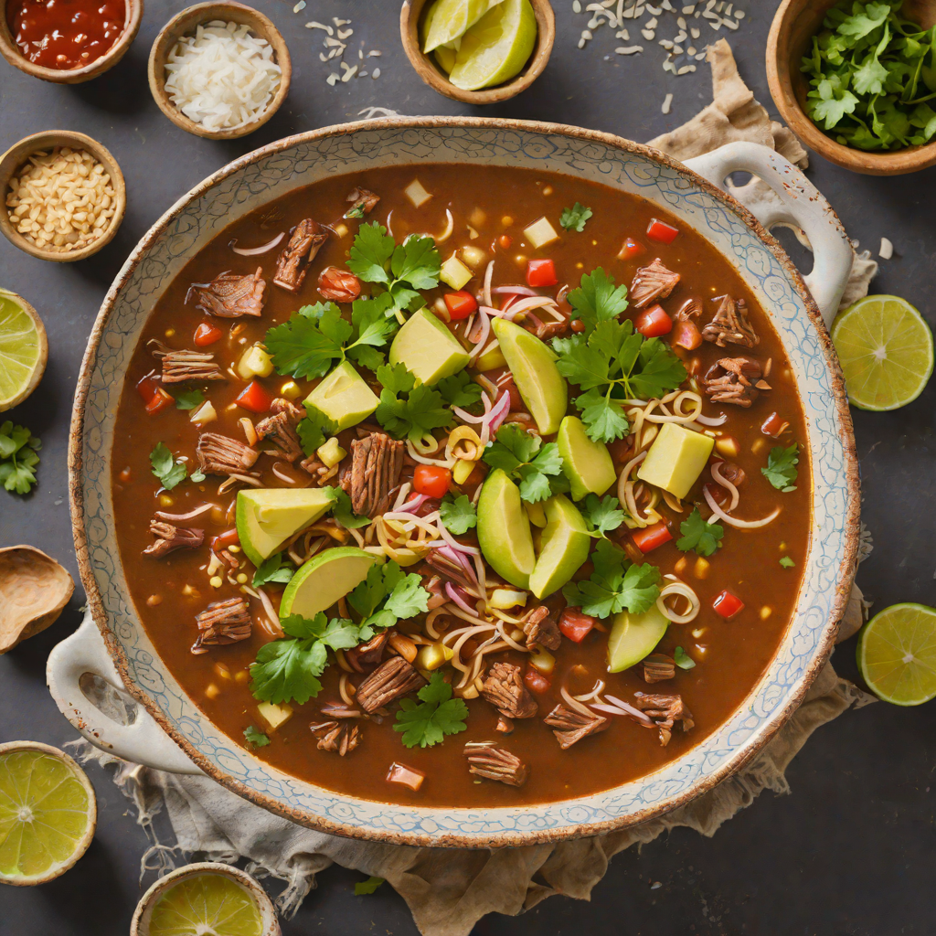 Slow-Cooked Beef Pozole with Roasted Chile Broth