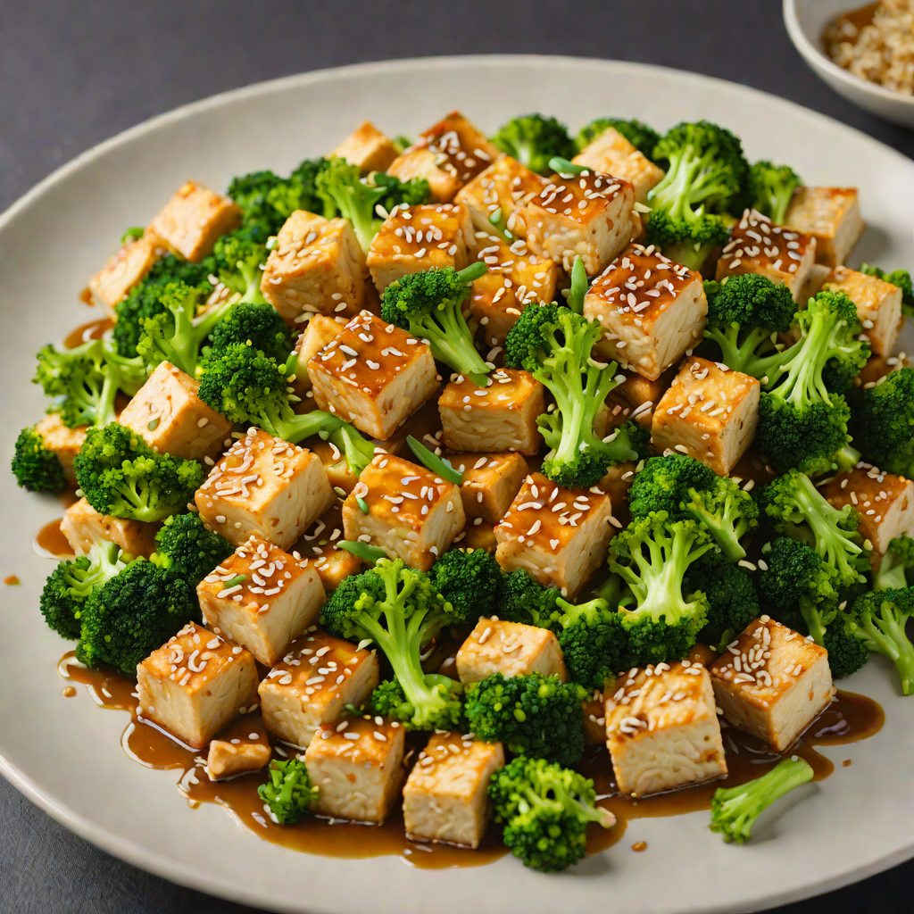Stir-Fried Sesame Tofu with Broccoli and Garlic