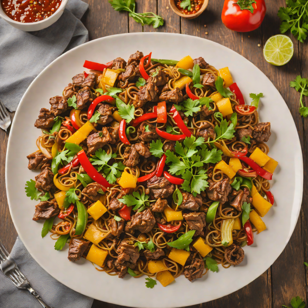 Spicy Cameroon Njama Njama Stir-Fry with Goat Meat