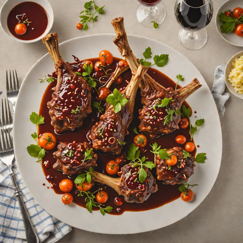 Slow-Cooked Lamb Shanks with Bush Tomato and Red Wine Reduction