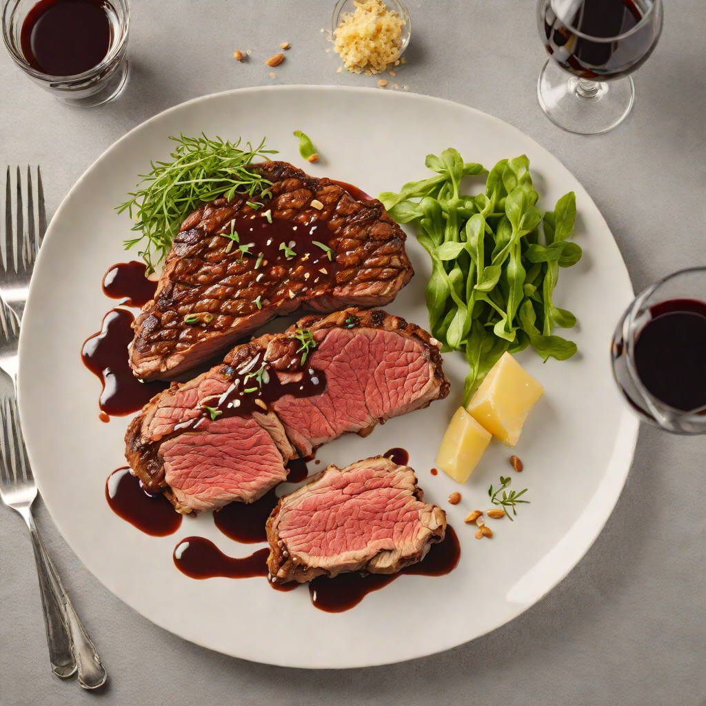 Pan-Seared Ribeye with Garlic Butter and Red Wine Reduction
