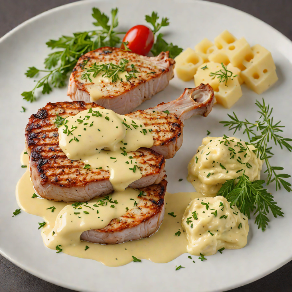 Pan-Seared Pork Chops with Aged Cheese and Herb Butter