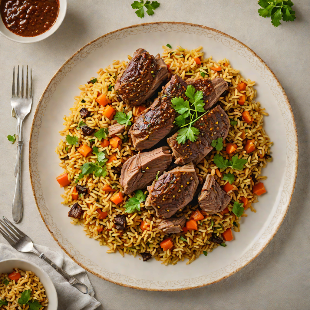 Slow-Braised Lamb with Iraqi Baharat and Bulgur Pilaf