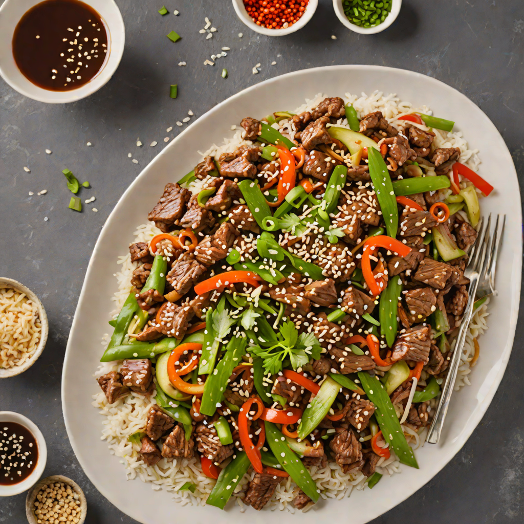 Spicy Korean-Style Stir Fry Beef with Sesame and Scallions