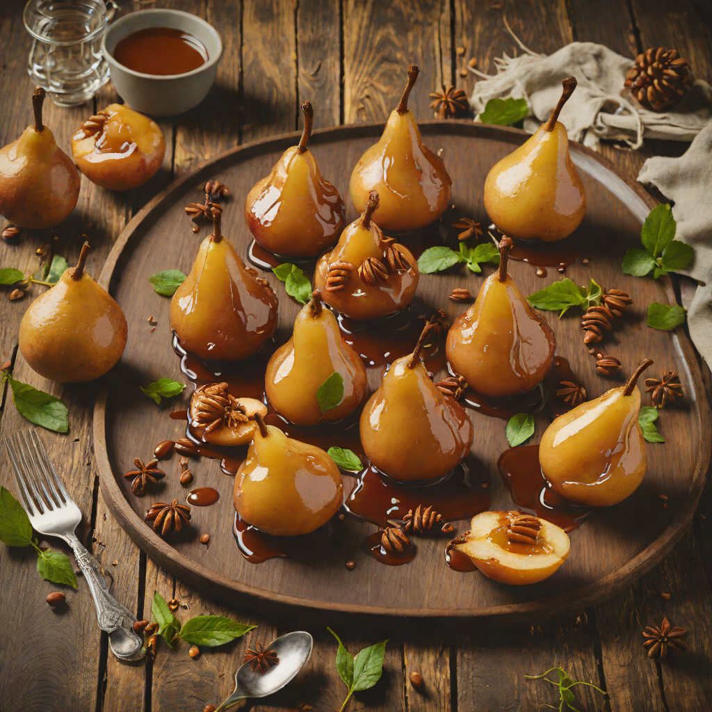 Wine-Poached Pears with Spiced Honey Sauce