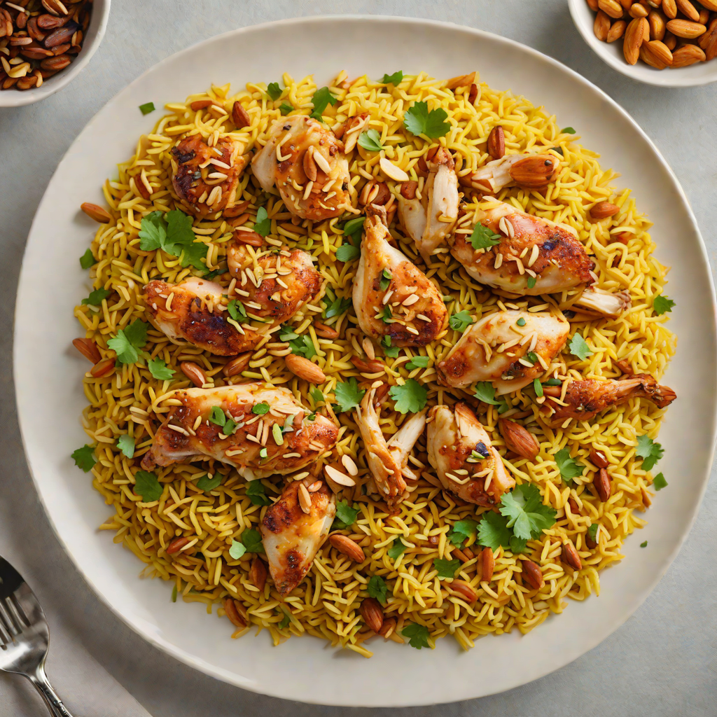 Saffron-Infused Iraqi Chicken Biryani with Toasted Almonds