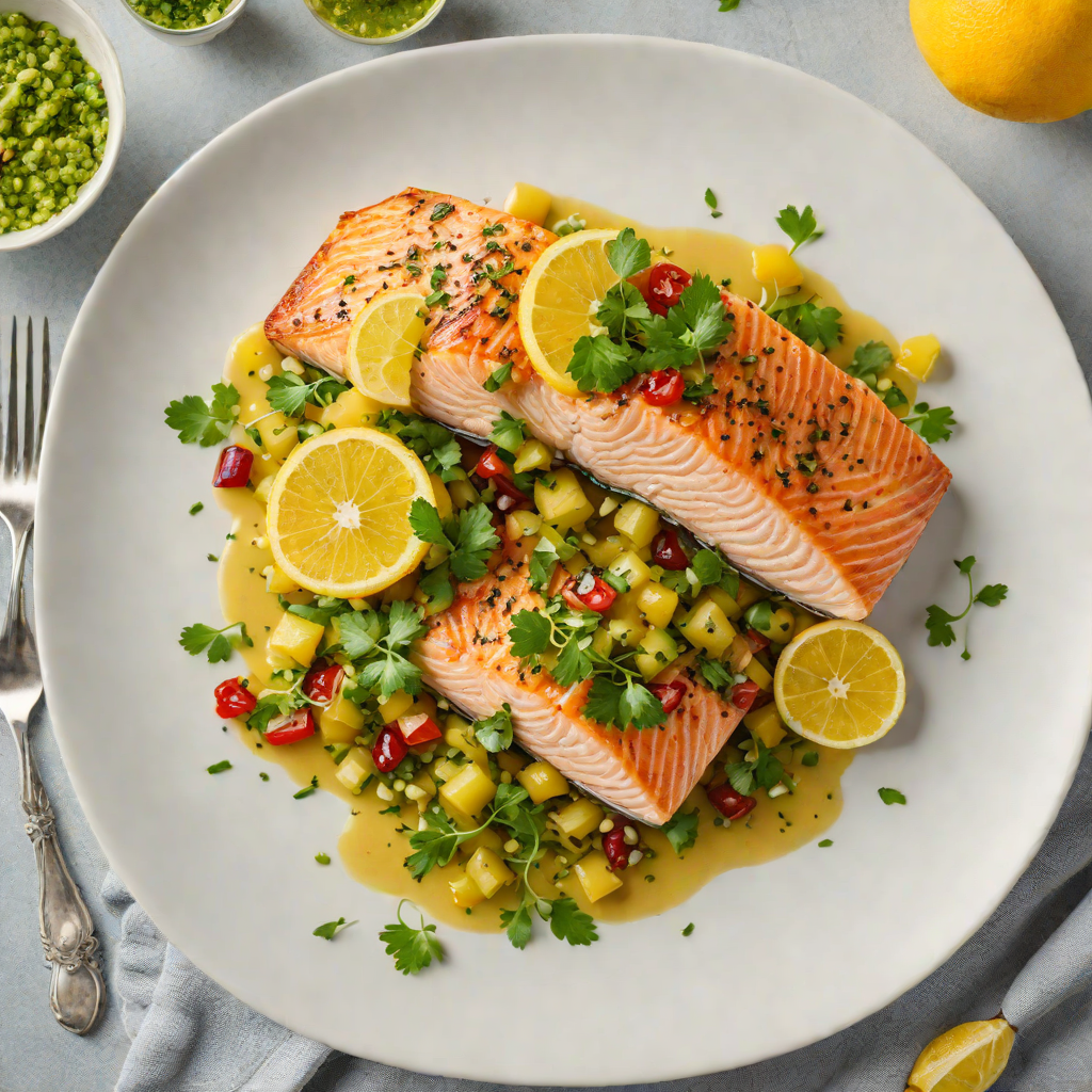 Pan-Seared Atlantic Salmon with Citrus Herb Salsa Verde
