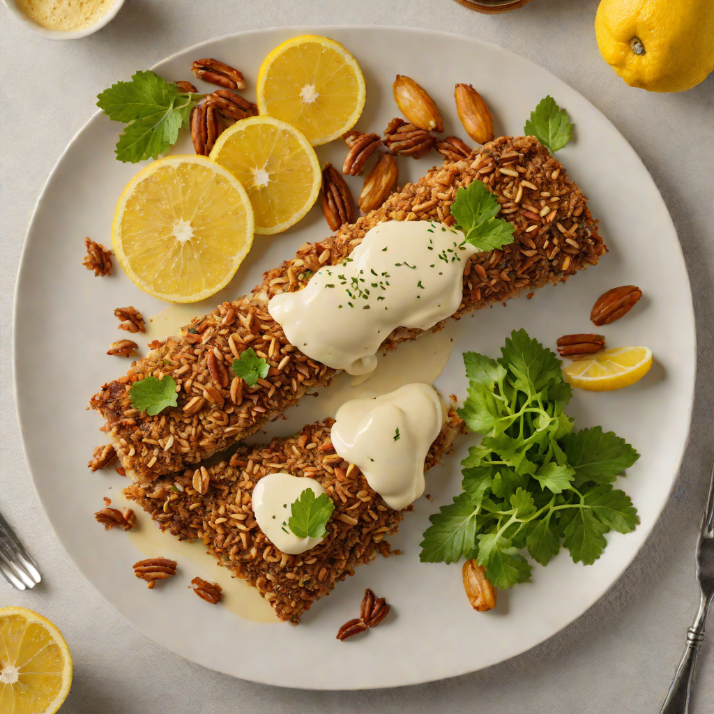 Baked Texan Pecan-Crusted Catfish with Lemon Garlic Aioli
