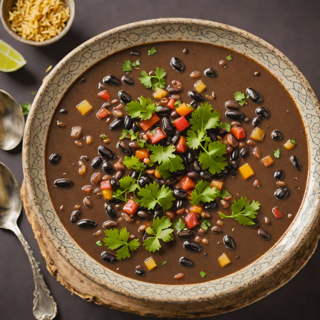 Rum-Infused Black Bean Soup with Cilantro