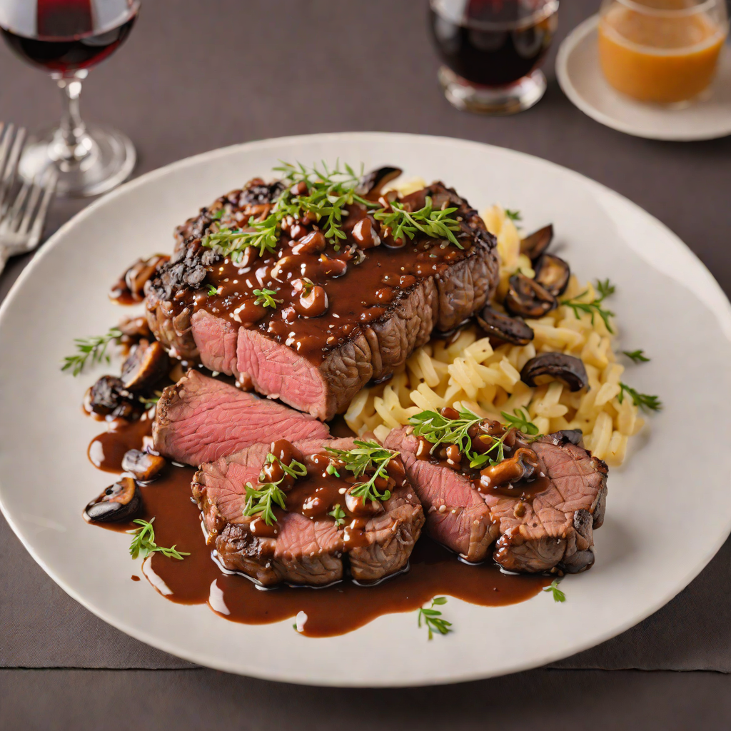 Downtown Amarillo Steak with Red Wine Mushroom Sauce