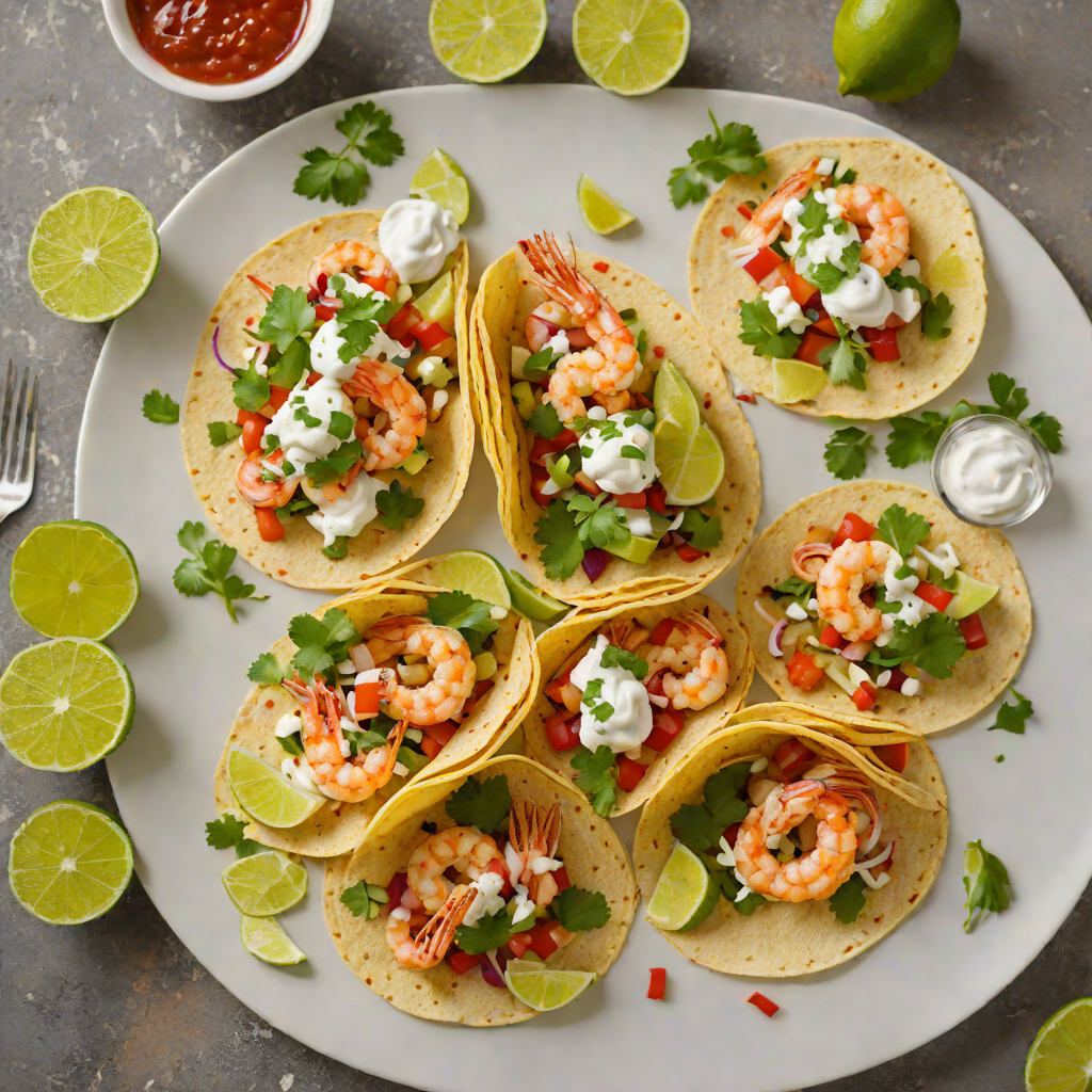 Sautéed Shrimp Tacos with Fresh Salsa and Lime Crema