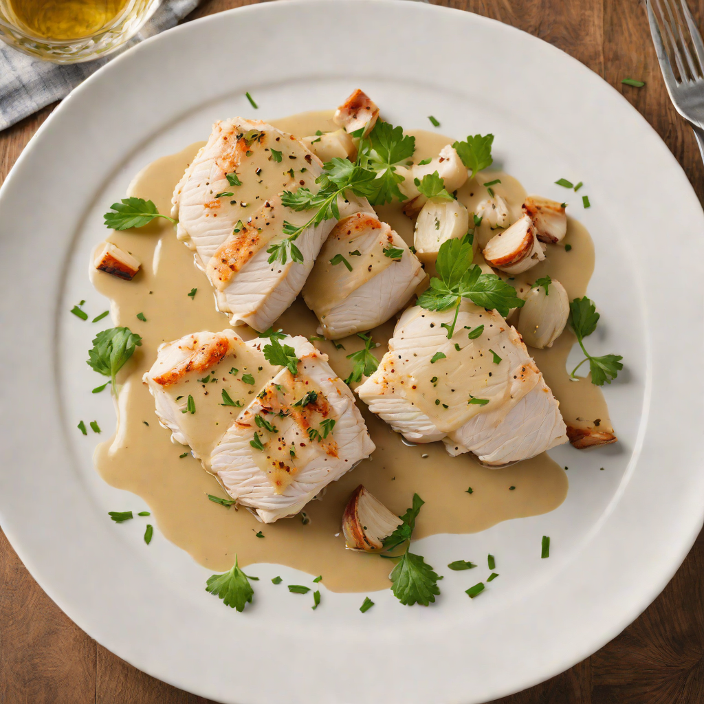 Wine-Poached Chicken Breast with Garlic and Herb Pan Sauce