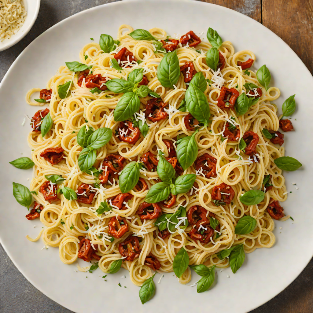 Lemon-Basil Pasta with Sundried Tomatoes and Parmesan