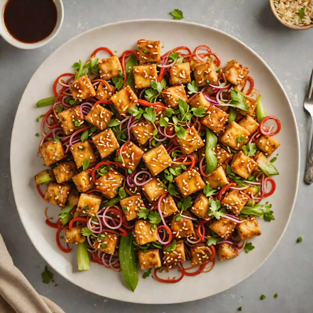 Crispy Tofu Stir-Fry with Ginger-Soy Garlic Sauce