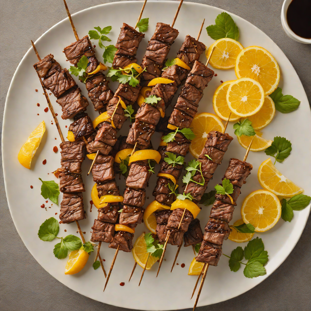Roasted Coffee-Rubbed Beef Skewers with Citrus Bitterness