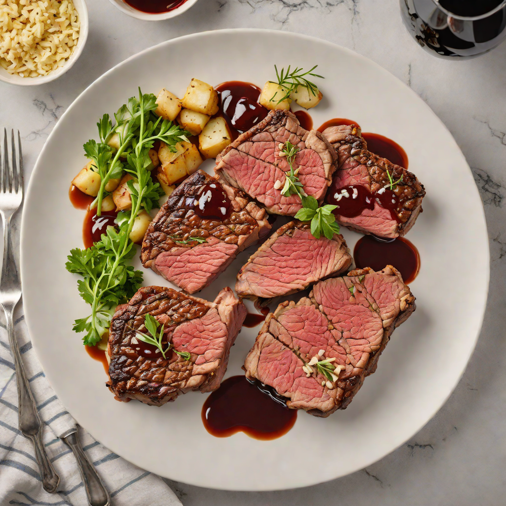 Pan-Seared Ribeye with Red Wine Reduction and Garlic Herb Butter