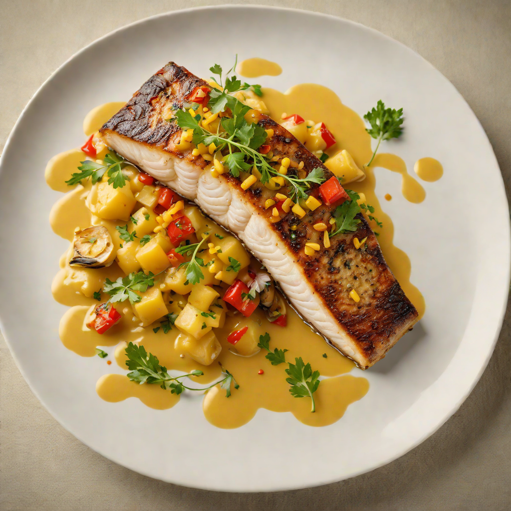 Pan-Seared Sea Bass with Saffron and Garlic Spanish Sauce