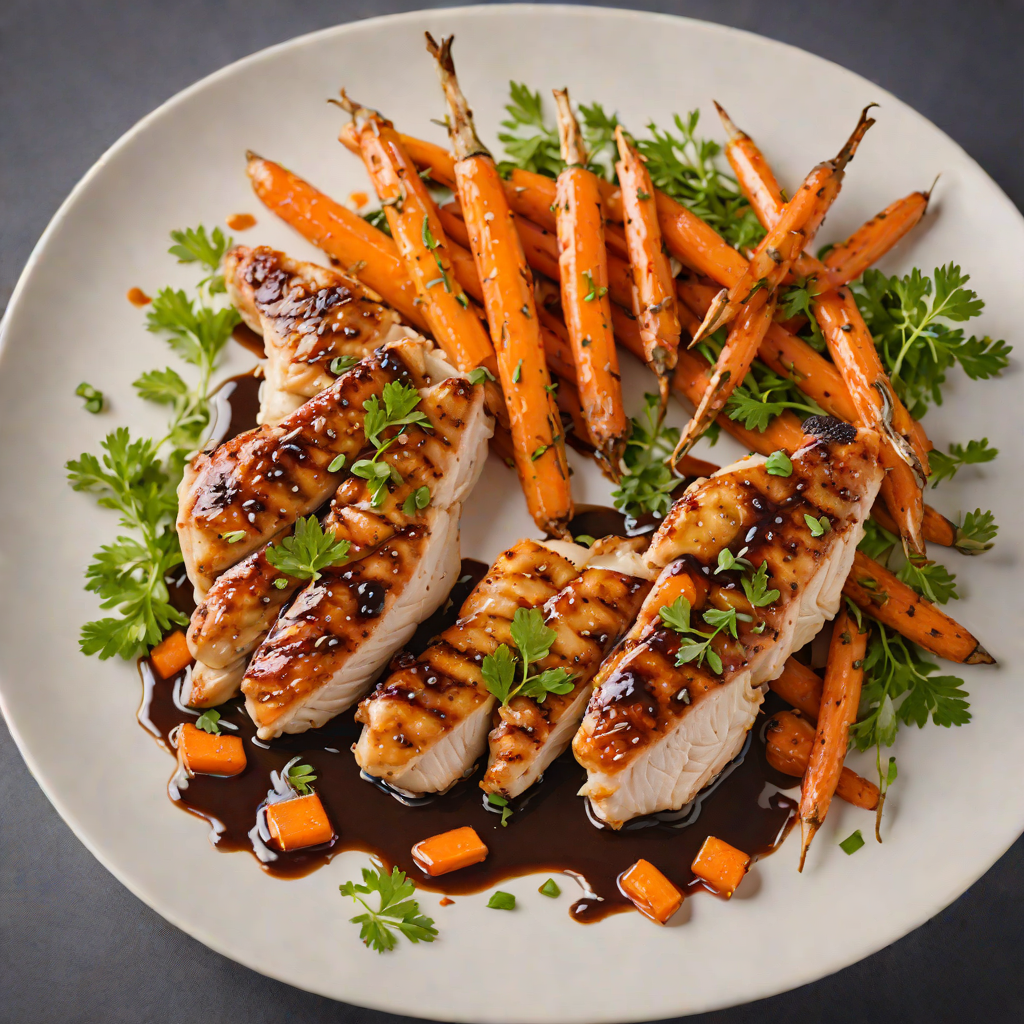 Pan-Seared Chicken with Honey-Balsamic Glaze and Roasted Baby Carrots