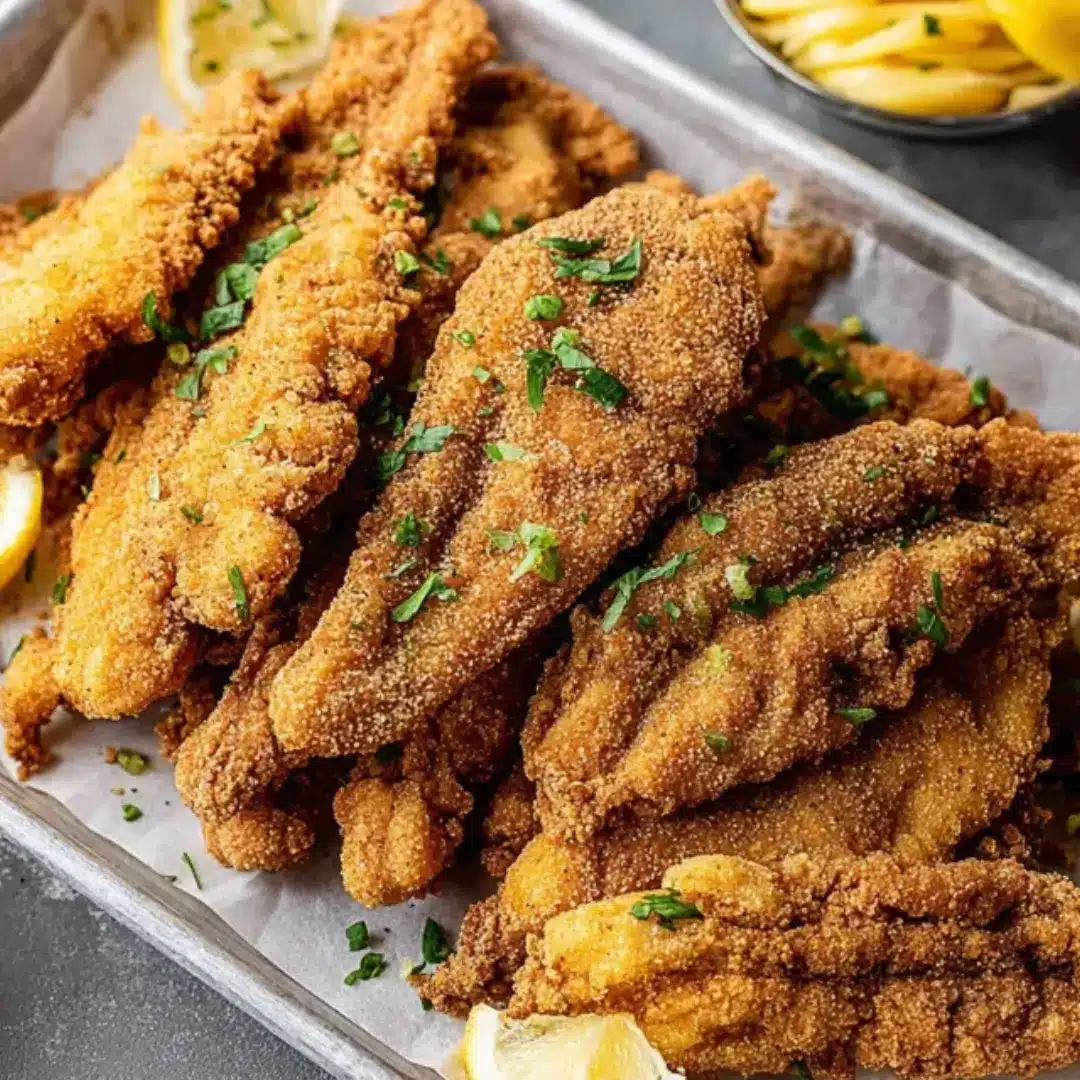 Pan-Fried Catfish with Crispy Cornmeal Crust and Fries