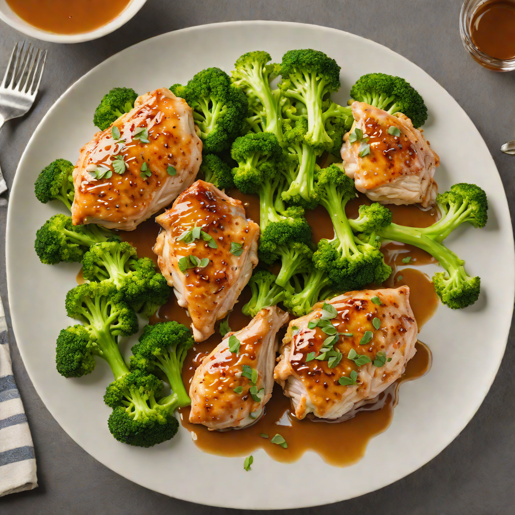 Pan-Seared Chicken with Honey-Garlic Sauce and Steamed Broccoli