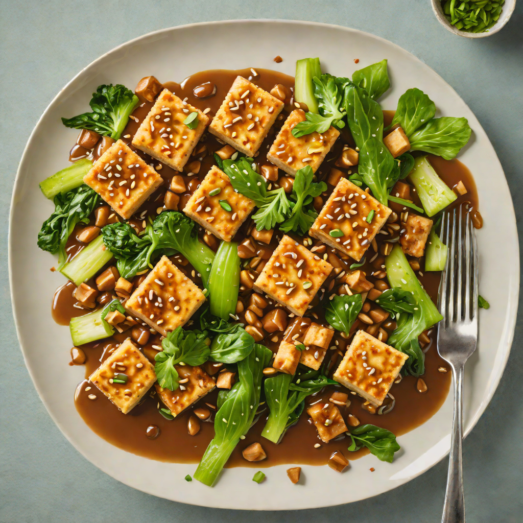 Stir-Fried Tofu with Spicy Peanut Sauce and Bok Choy