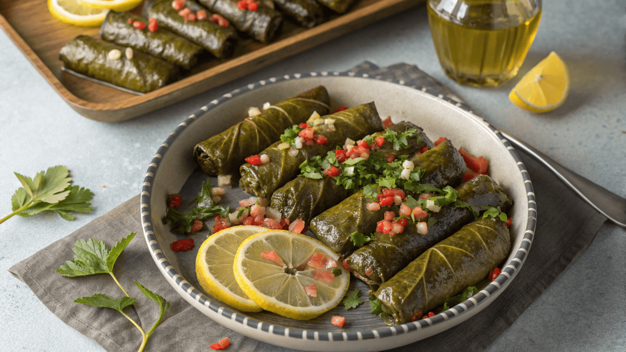 Yalanji Grape Leaves with Herb and Rice Filling