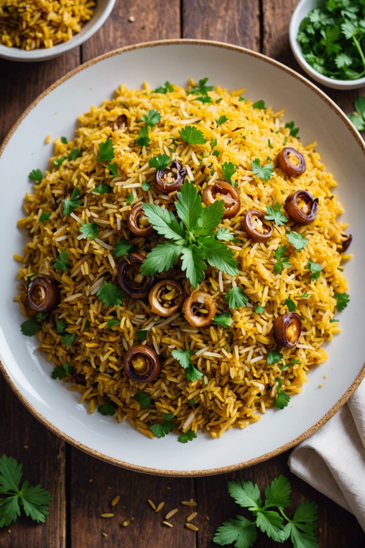 Cardamom-Spiced Coconut Rice Pilaf with Crispy Shallots