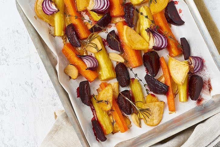 Roasted Rutabaga and Carrot Sheet Pan Dinner