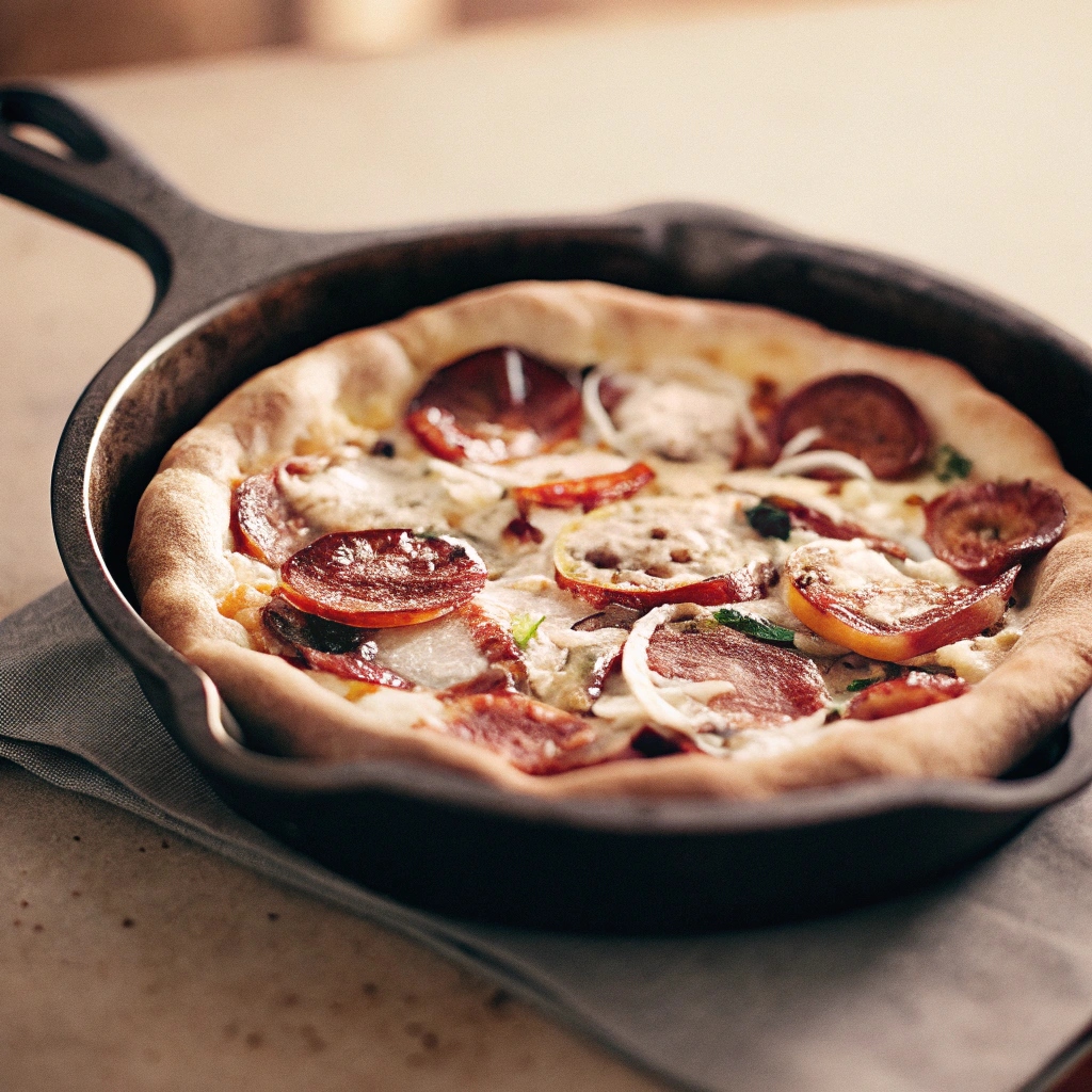 Cast Iron Pan Pizza with Honey-Balsamic Glazed Onions