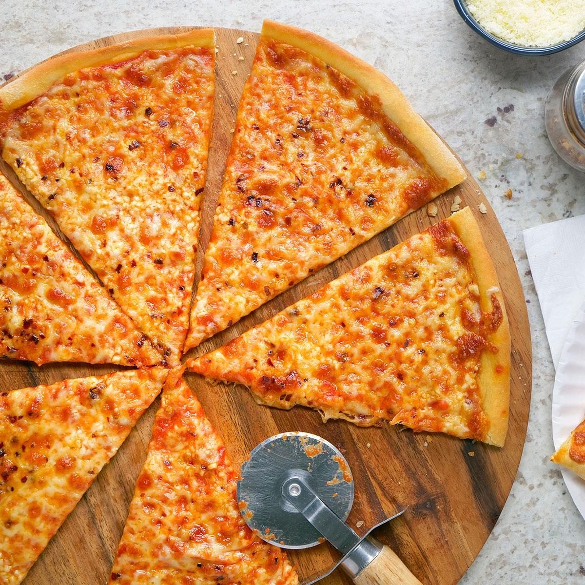 New York-Style Thin Crust Pizza with Frozen Mozzarella